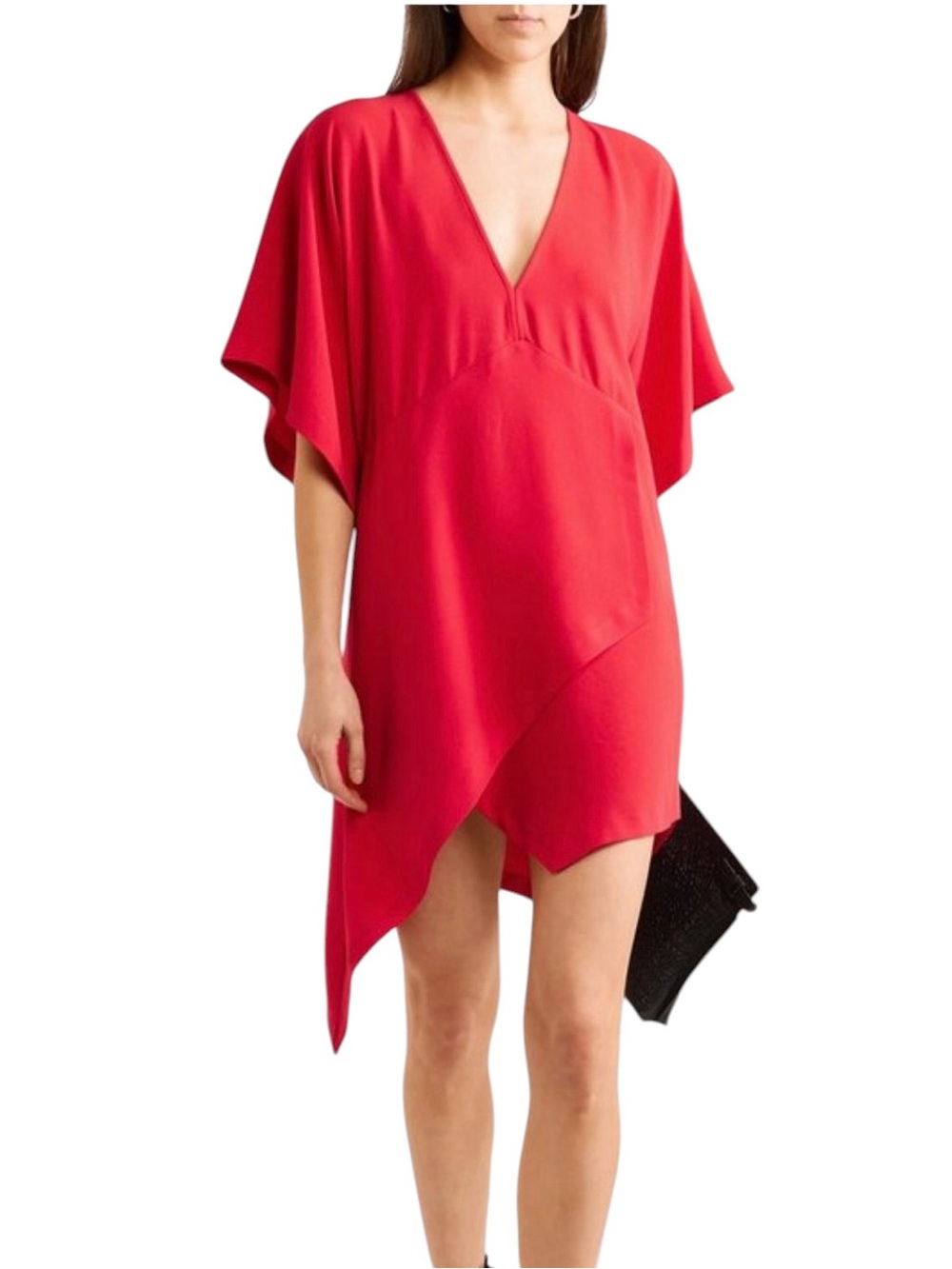 IRO Ekima Poppy Red Asymmetrical Crepe Dress Womens Small FR 36 US 6
